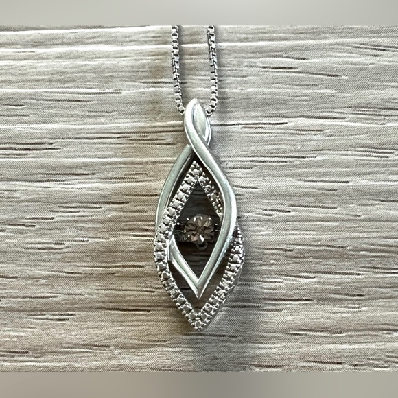 Designer OTC Sterling Silver Diamond Teardrop Infinity Pendant Necklace, 4g, 18" - Picture 4 of 7